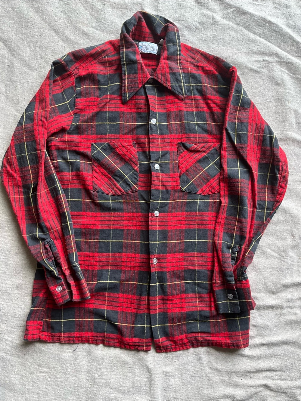 Vintage Kmart Red and Black Plaid Men's Shirt - Classic Flannel Style